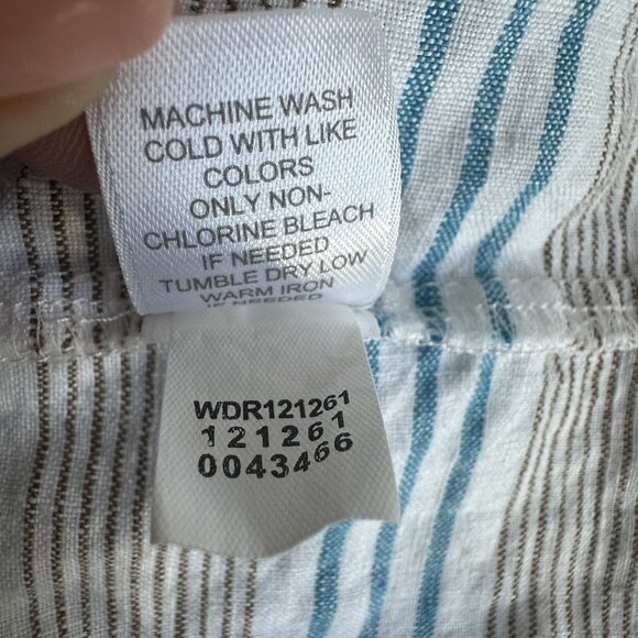 J Jill Love Linen Dress Womens L Striped Summer Pockets Casual Beach Resortwear - Picture 6 of 11